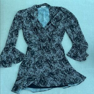 Parker Black and White Long Sleeve Dress